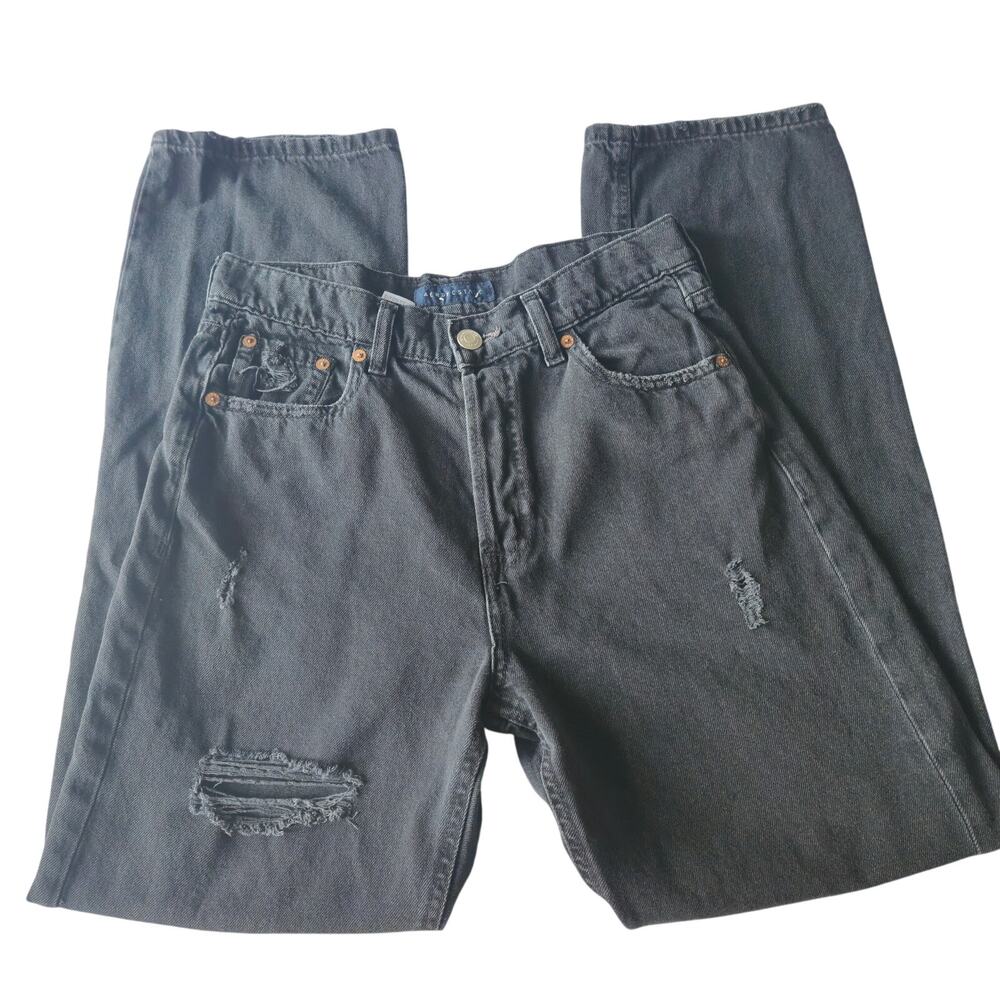 Aeropostale 90's Baggy High Waisted Black Faded Straight Leg Streetwear Grunge 6